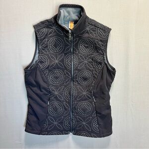 Lucy Embroidered Quilted Vest - Women’s Size Small Black Gray